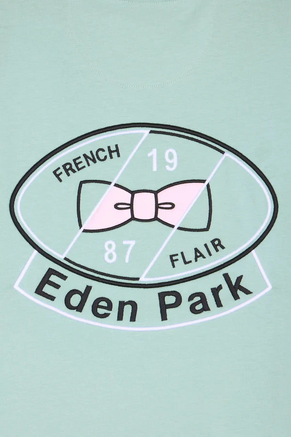 T-shirt à manches courtes en coton vert d'eau brodé e26maitc0022 vem39