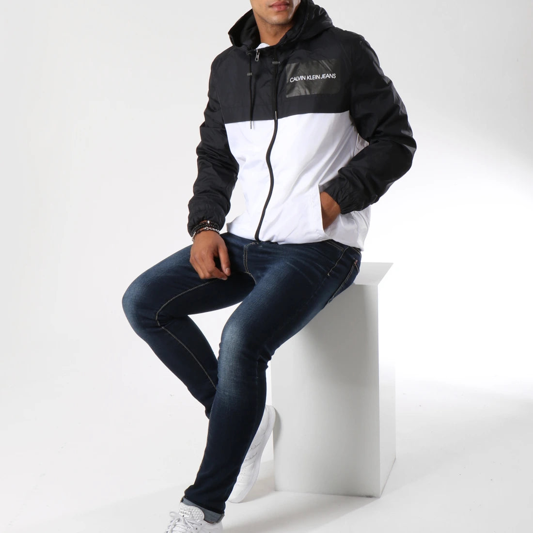 Coupe-Vent Color Block 7781 Blanc Noir J30J307781-112