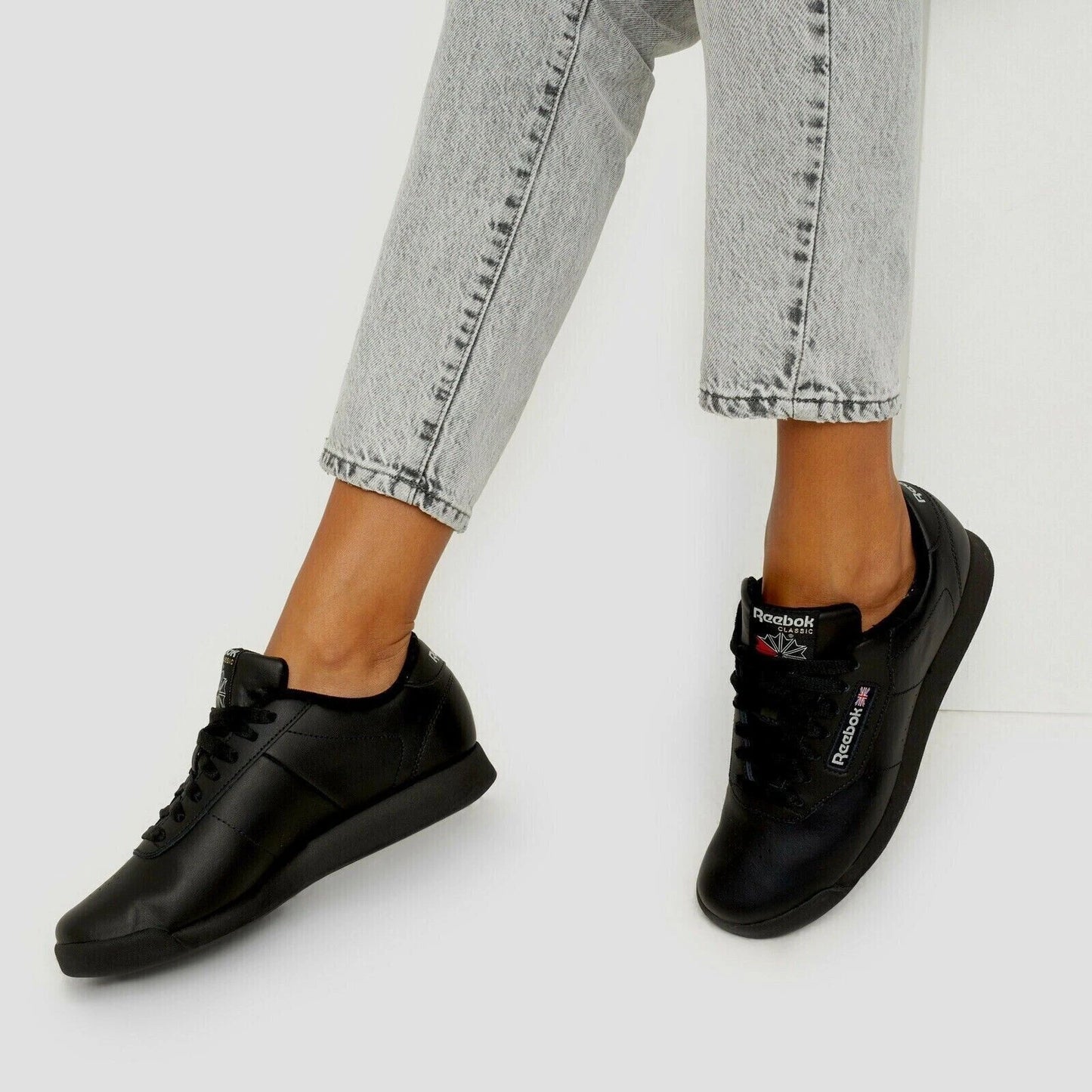 Reebok Classic Princess Women's Shoes Sz 8.5 Athletic Sneaker Black Trainer 00120