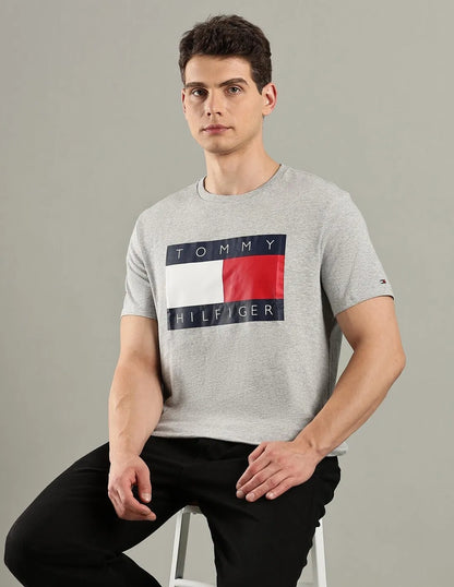 T-shirt en coton à logo, coupe classique xm07429 020 p61 gris