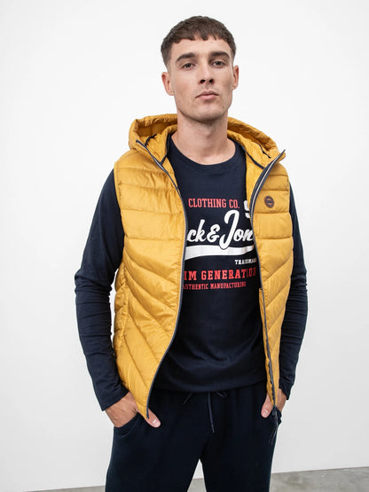 JACK &JONES Hero vest, 12211789-Harvest Gold CONTRAST ZIP Yellow