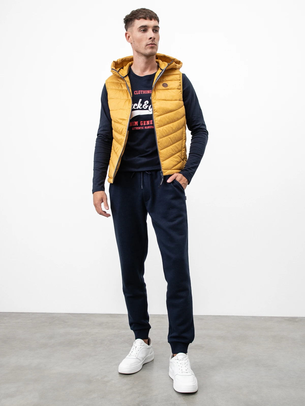 JACK &JONES Hero vest, 12211789-Harvest Gold CONTRAST ZIP Yellow