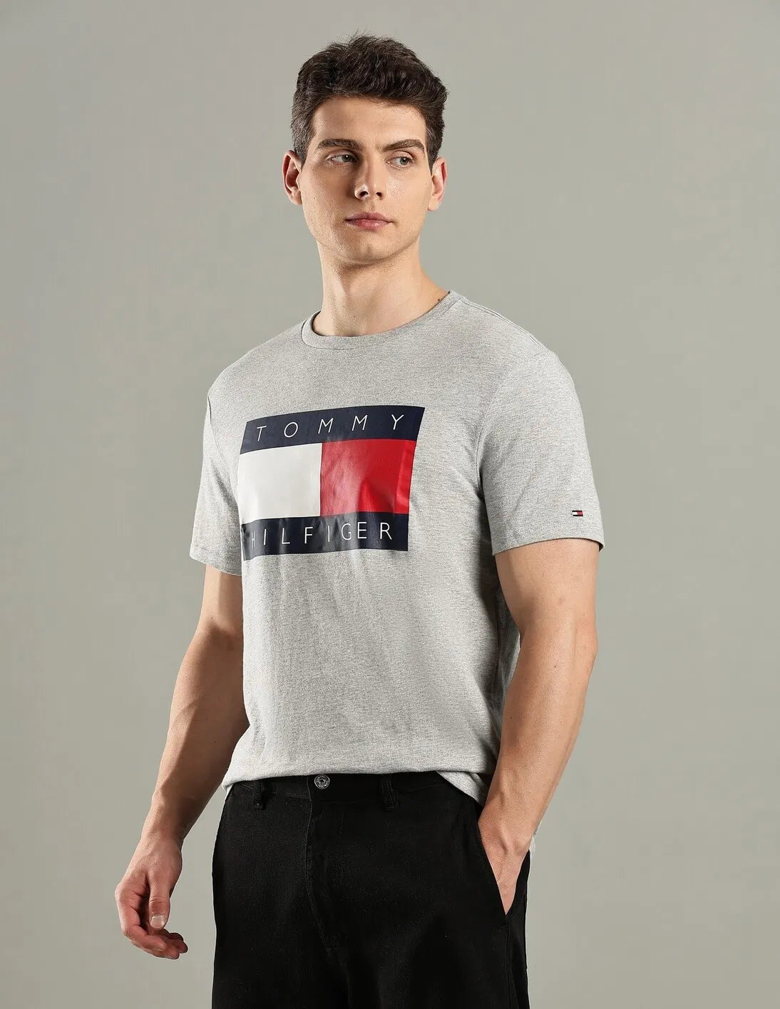 T-shirt en coton à logo, coupe classique xm07429 020 p61 gris