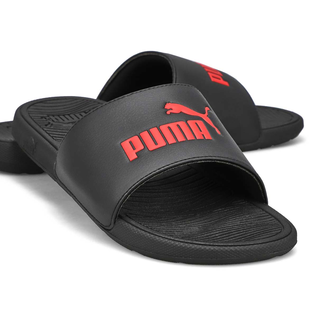 claquette puma noire et rouge  (389113-02)