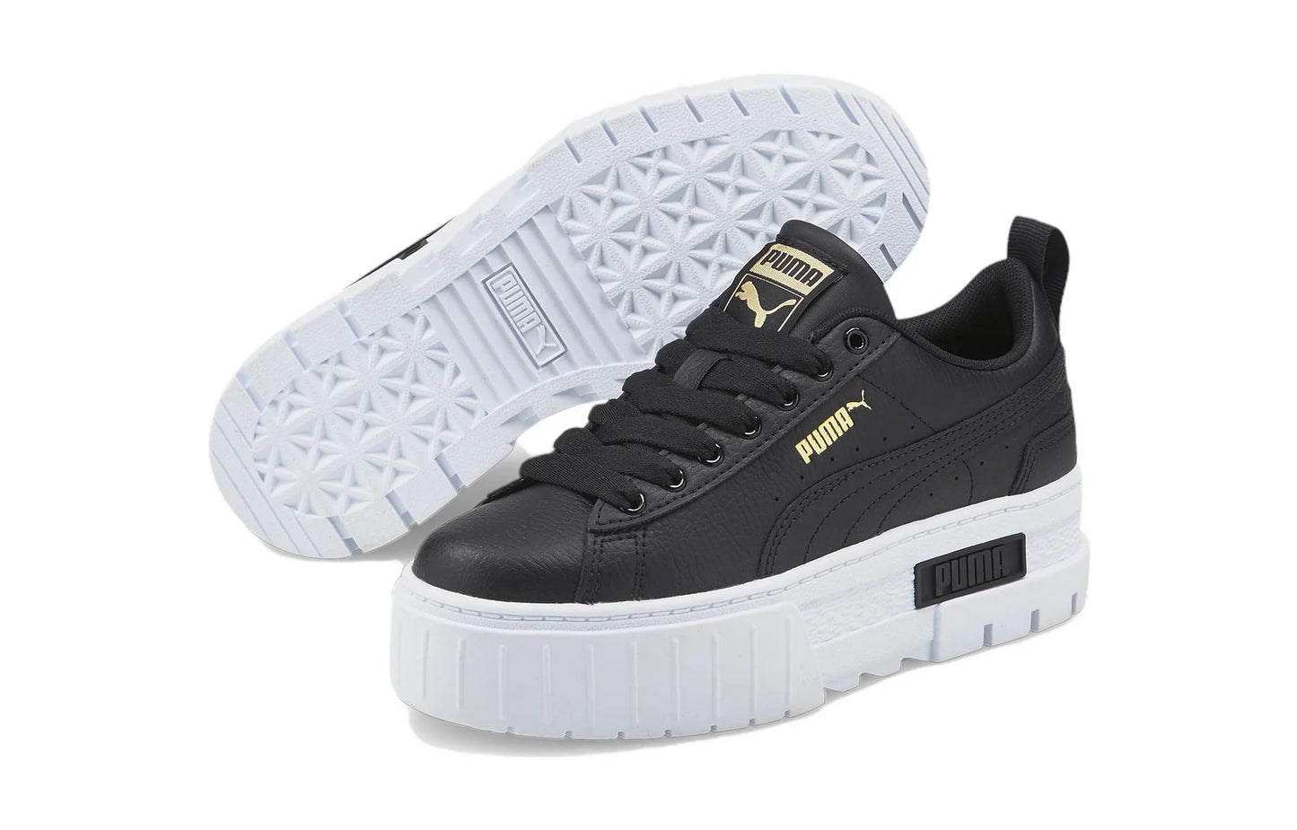 PUMA(GS) Mayze Leather 'Black Team Gold' 384527-02