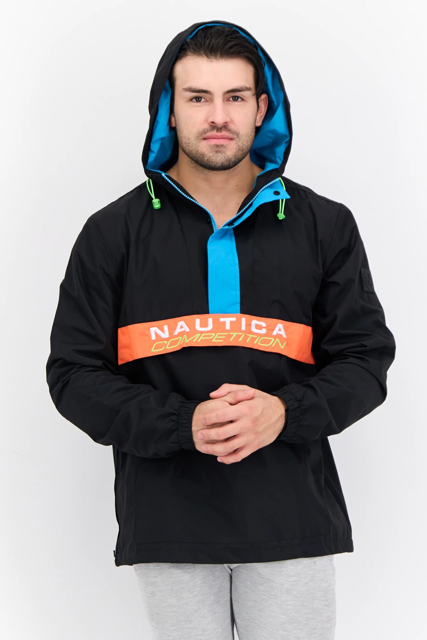 Nautica Men Brand Logo Hooded Jacket, Black nk01169(011)