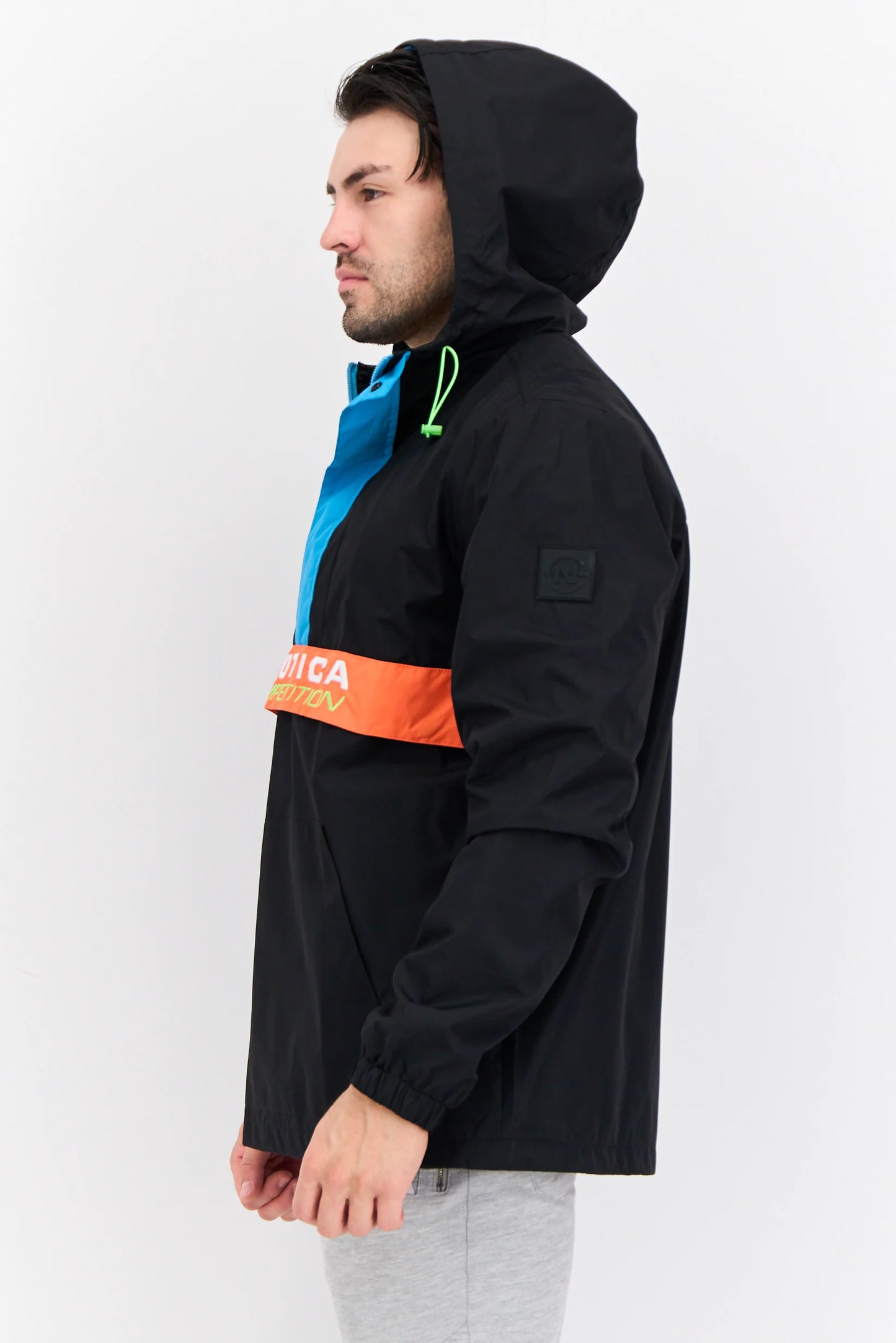 Nautica Men Brand Logo Hooded Jacket, Black nk01169(011)