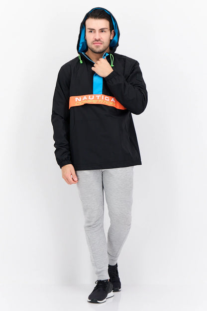 Nautica Men Brand Logo Hooded Jacket, Black nk01169(011)