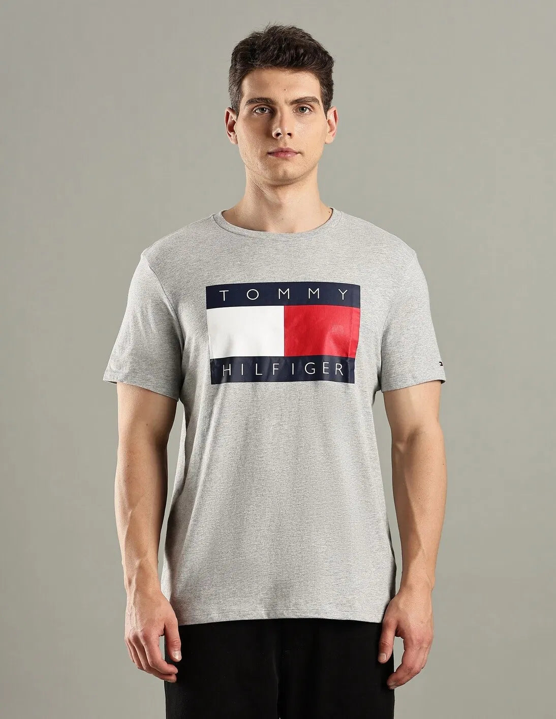 T-shirt en coton à logo, coupe classique xm07429 020 p61 gris