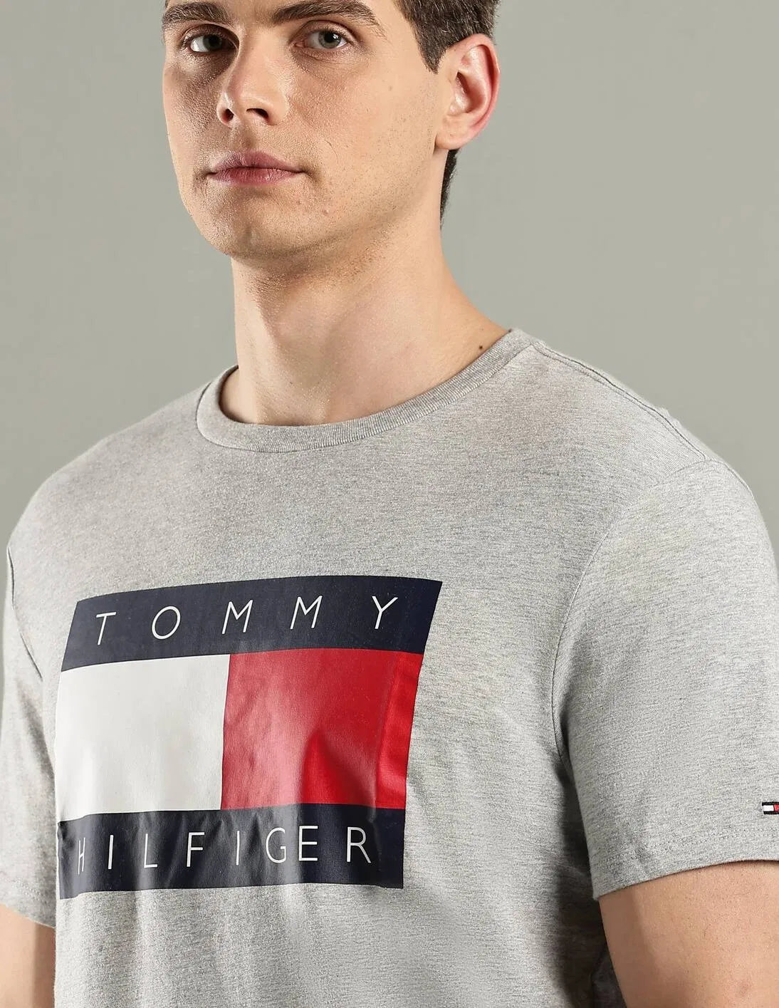 T-shirt en coton à logo, coupe classique xm07429 020 p61 gris