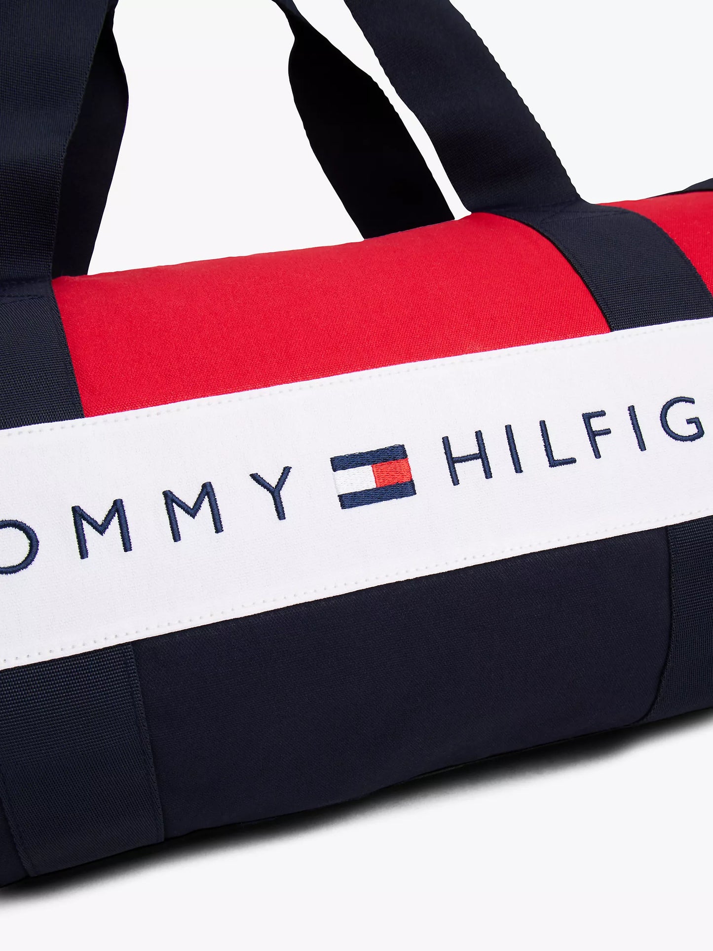Tommy Logo Colorblock Canvas Duffle Bag