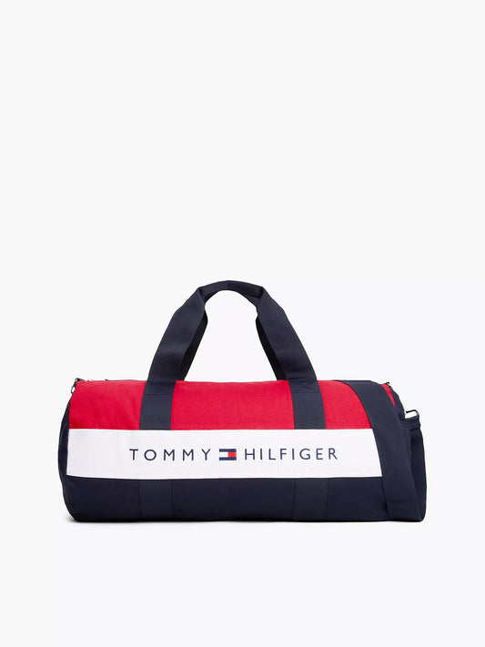 Tommy Logo Colorblock Canvas Duffle Bag