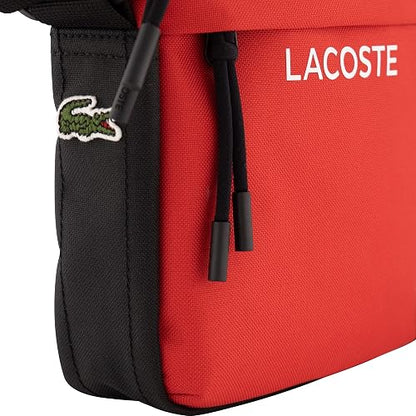 Lacoste Men's Shoulder Bag, Vertical Camera Bag, 100% Recycled Polyester nh4284nz red