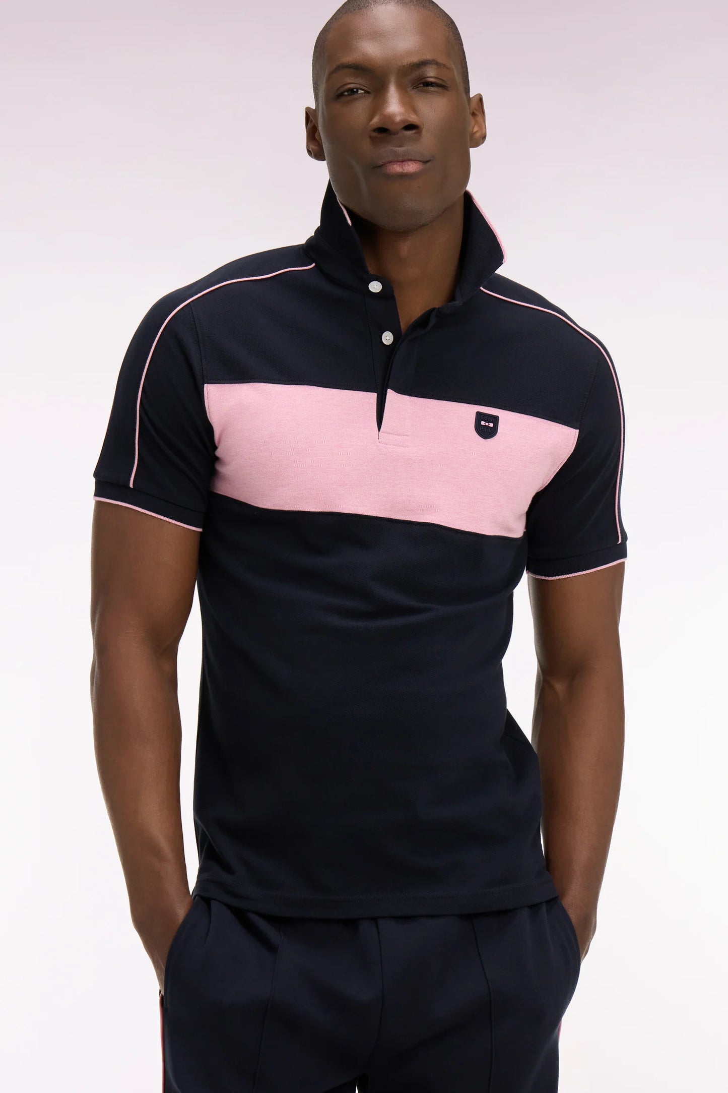 Polo rose en coton stretch à manches courtes  e26maipc0009 rom22