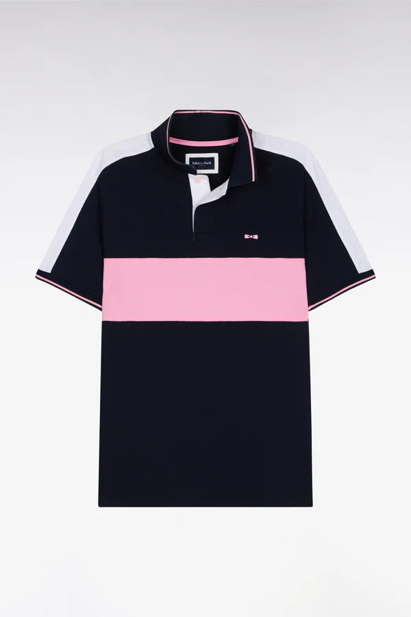 Polo en piqué de coton bleu marine à manches courtes e26maipc0034 blf