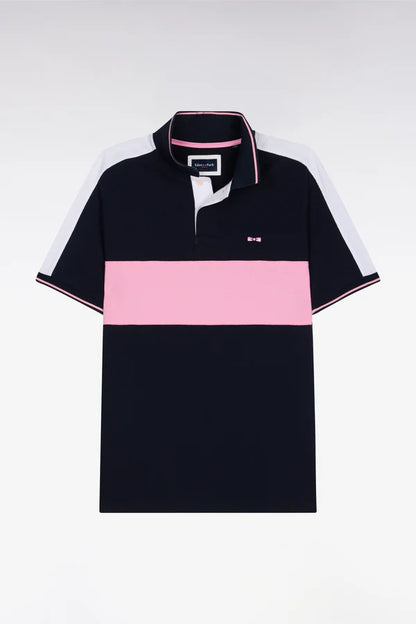 Polo en piqué de coton bleu marine à manches courtes e26maipc0034 blf