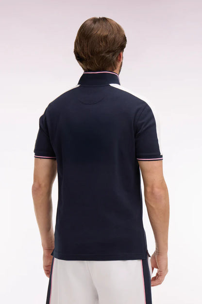 Polo en piqué de coton bleu marine à manches courtes e26maipc0034 blf