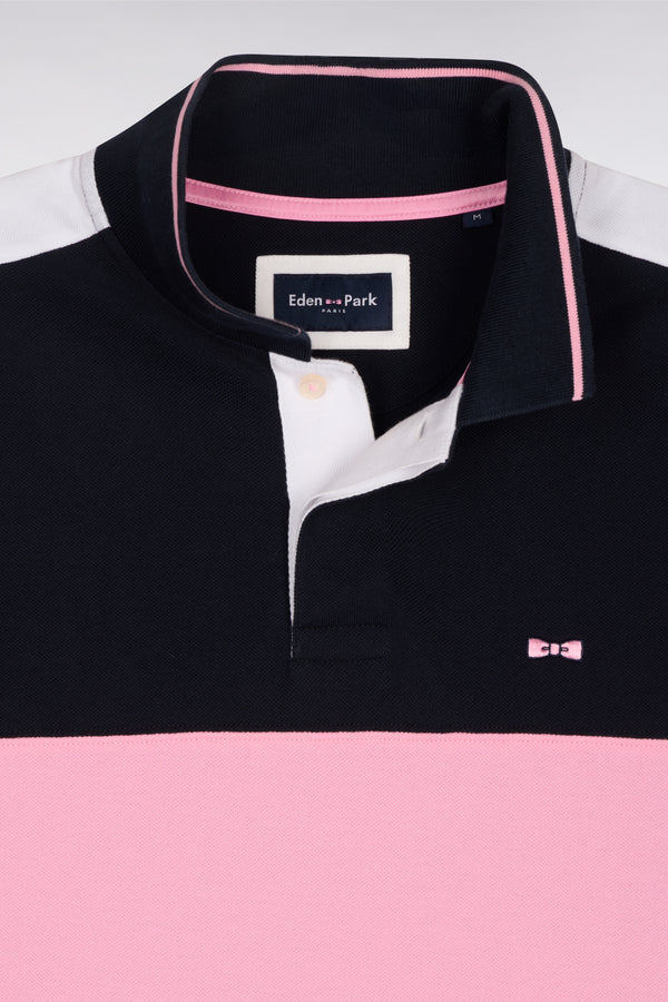 Polo en piqué de coton bleu marine à manches courtes e26maipc0034 blf
