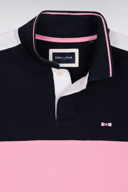 Polo en piqué de coton bleu marine à manches courtes e26maipc0034 blf
