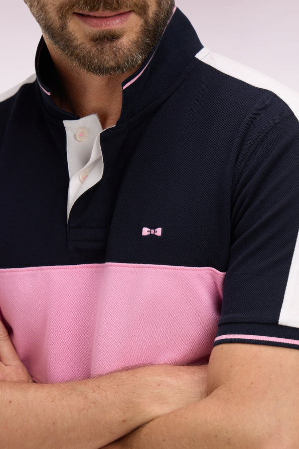 Polo en piqué de coton bleu marine à manches courtes e26maipc0034 blf