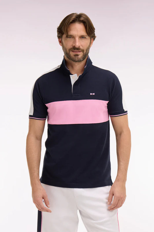 Polo en piqué de coton bleu marine à manches courtes e26maipc0034 blf