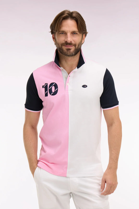 Polo XV de France à manches courtes en coton rose  e26maipc0050 rom
