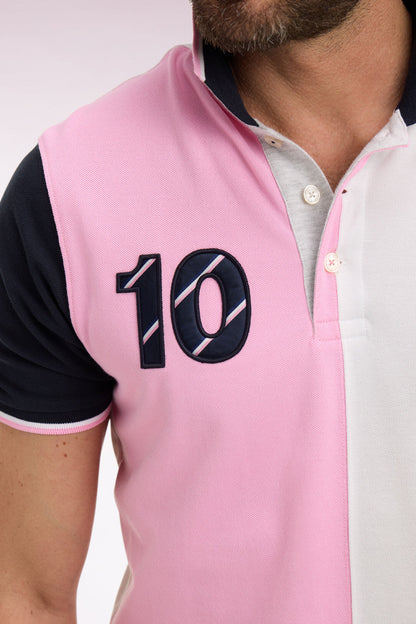 Polo XV de France à manches courtes en coton rose  e26maipc0050 rom