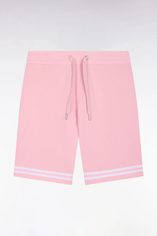 Eden Park Pink fleece shorts with striped leg trims 26maish0008 roc16