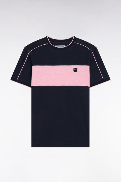 T-shirt bleu marine en coton stretch à manches courtes, e26maitc0011 rom22