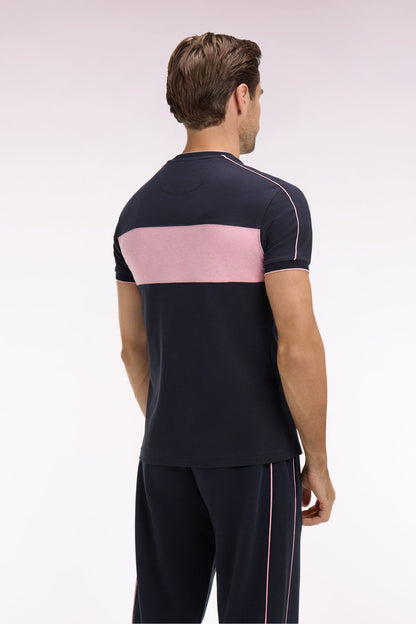 T-shirt bleu marine en coton stretch à manches courtes, e26maitc0011 rom22