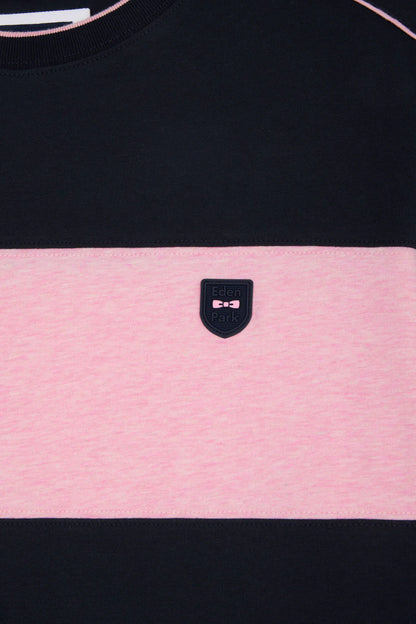 T-shirt bleu marine en coton stretch à manches courtes, e26maitc0011 rom22