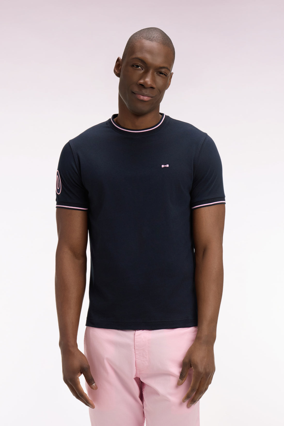 T-shirt à manches courtes en coton bleu marine, e26maitc0018 blf