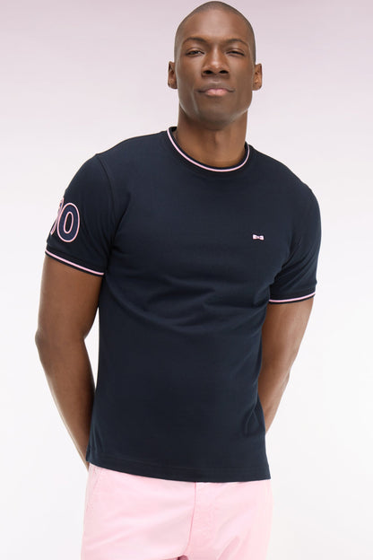 T-shirt à manches courtes en coton bleu marine, e26maitc0018 blf