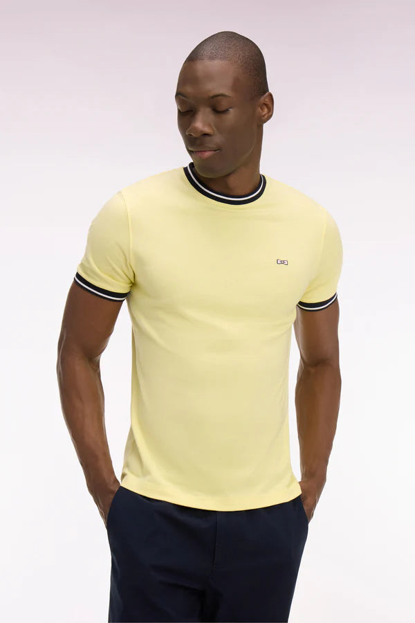 T-shirt jaune en coton brodé, coupe classique, e26maitc0022 jac16