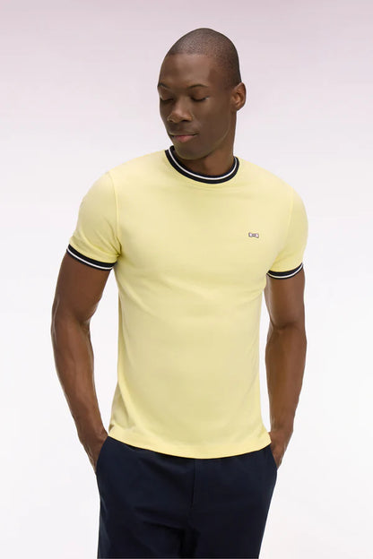 T-shirt jaune en coton brodé, coupe classique, e26maitc0022 jac16