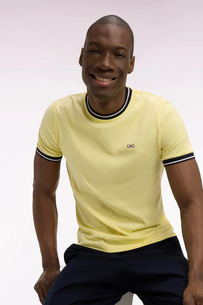 T-shirt jaune en coton brodé, coupe classique, e26maitc0022 jac16