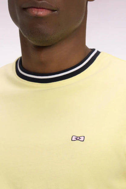 T-shirt jaune en coton brodé, coupe classique, e26maitc0022 jac16