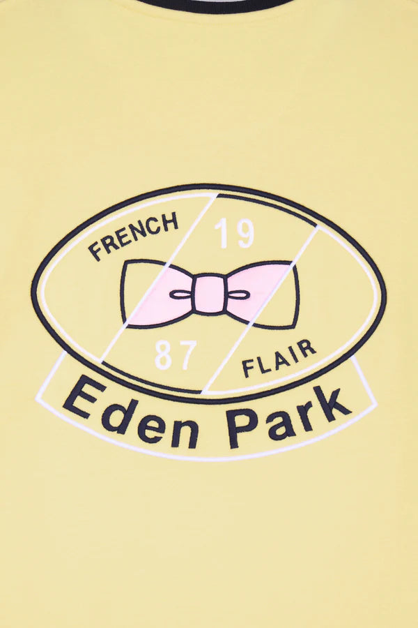 T-shirt jaune en coton brodé, coupe classique, e26maitc0022 jac16