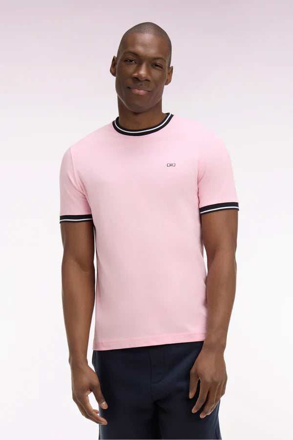 T-shirt rose en coton brodé, coupe classique ,e26maitc0022 roc16