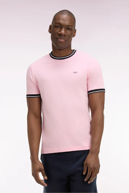 T-shirt rose en coton brodé, coupe classique ,e26maitc0022 roc16