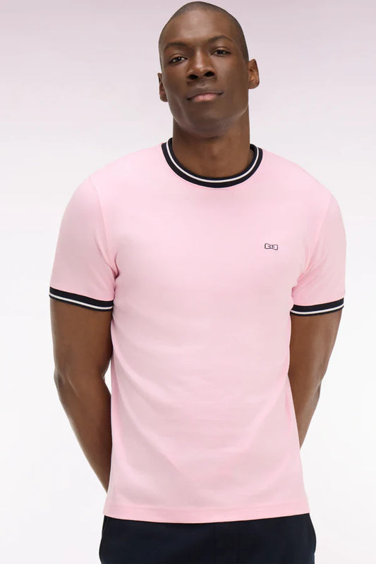 T-shirt rose en coton brodé, coupe classique ,e26maitc0022 roc16