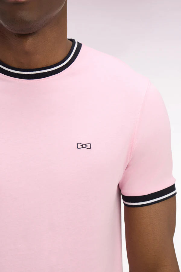 T-shirt rose en coton brodé, coupe classique ,e26maitc0022 roc16