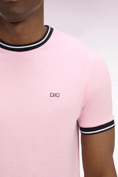 T-shirt rose en coton brodé, coupe classique ,e26maitc0022 roc16