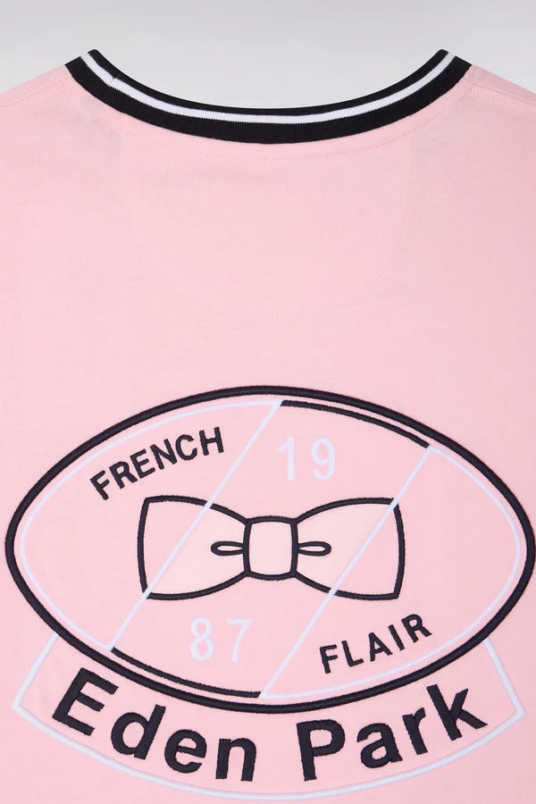 T-shirt rose en coton brodé, coupe classique ,e26maitc0022 roc16