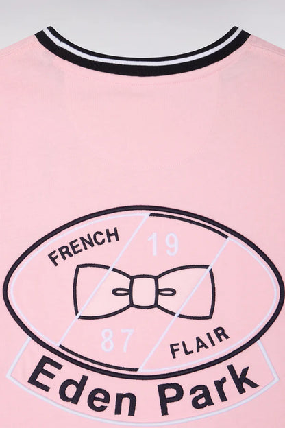 T-shirt rose en coton brodé, coupe classique ,e26maitc0022 roc16