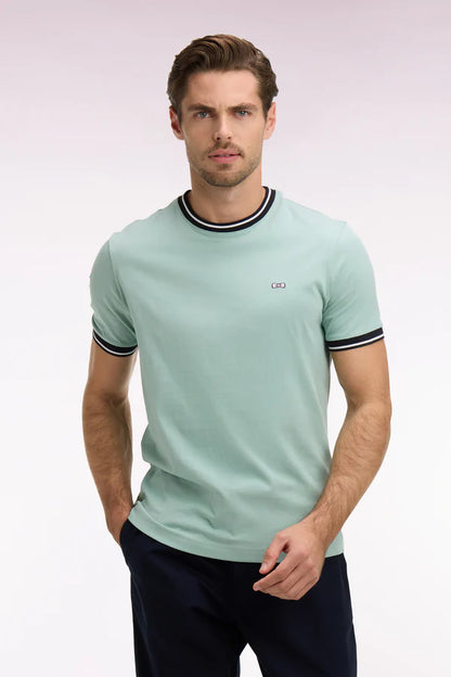 T-shirt à manches courtes en coton vert d'eau brodé e26maitc0022 vem39