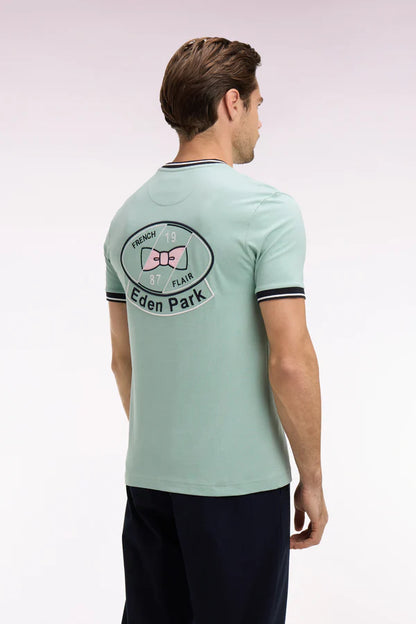 T-shirt à manches courtes en coton vert d'eau brodé e26maitc0022 vem39