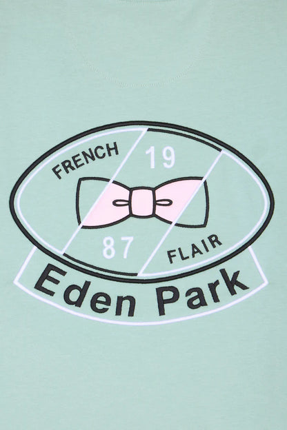 T-shirt à manches courtes en coton vert d'eau brodé e26maitc0022 vem39