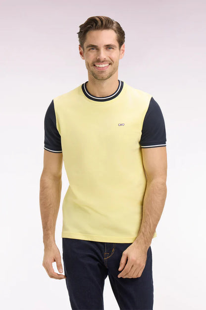 T-shirt jaune en coton brodé, coupe classique, e26maitc0023 jac16