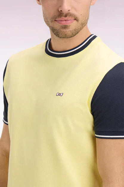 T-shirt jaune en coton brodé, coupe classique, e26maitc0023 jac16